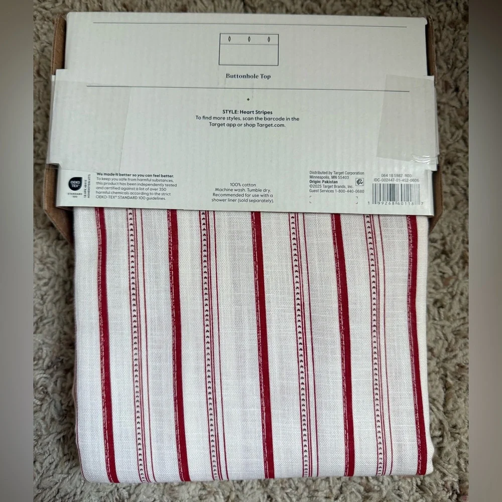 Threshold Striped Shower Curtain red and white